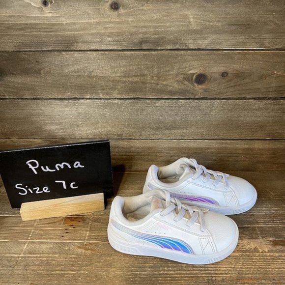 Childerns Little Kids Puma Jada Swirl White Leather Shoes Sneakers Size 7 C‎ EUC - Picture 1 of 6
